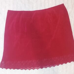 Elegant Red Skirt with Floral Hem